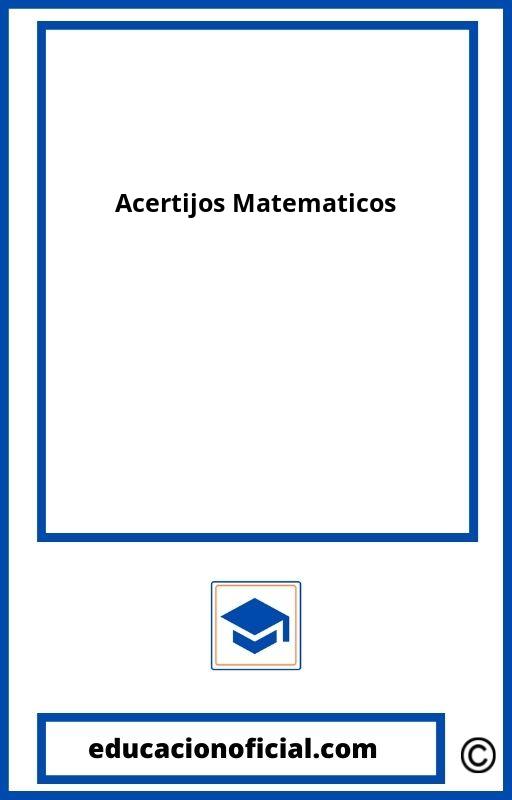 Acertijos Matematicos Primaria PDF