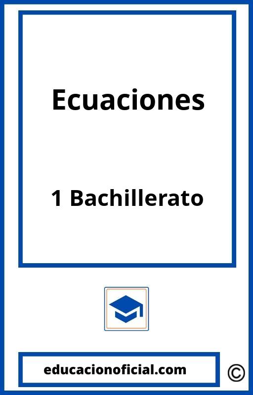 Ejercicios Ecuaciones 1 Bachillerato PDF