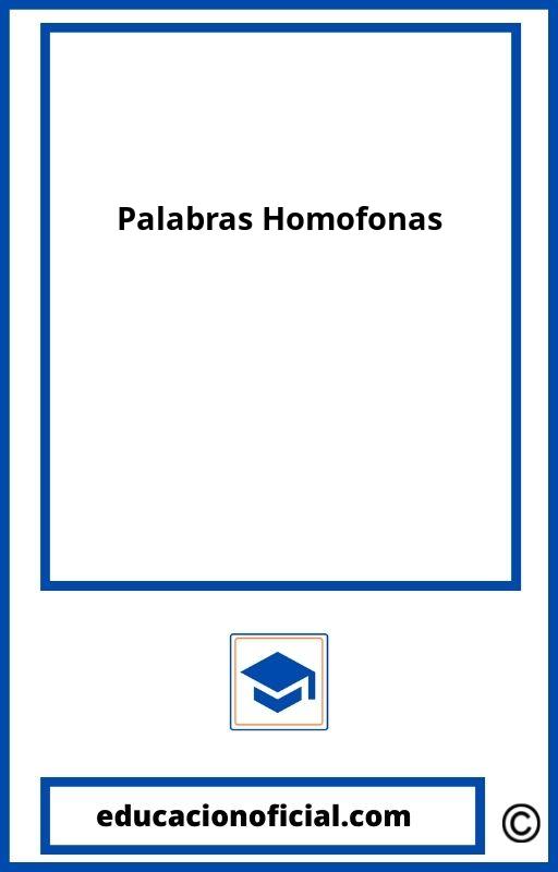 Ejercicios Palabras Homofonas 5O Primaria PDF