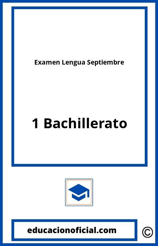 Examen Lengua 1 Bachillerato Septiembre PDF