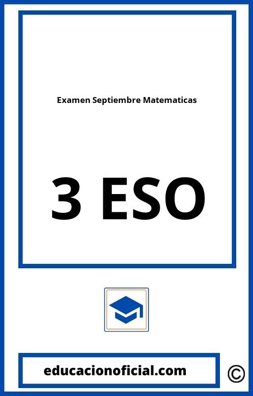 Examen Septiembre Matematicas 3 ESO PDF