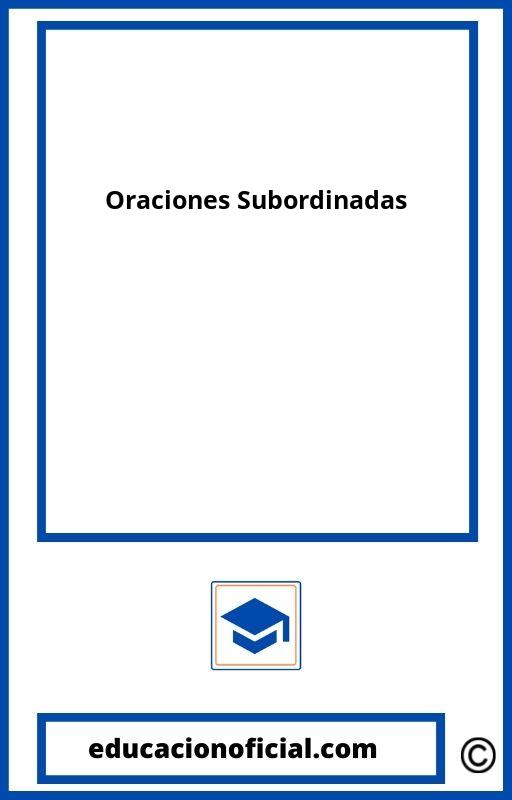 Oraciones Subordinadas 1O Bachillerato PDF