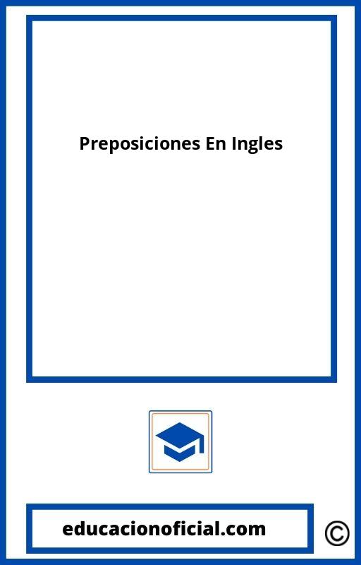Preposiciones En Ingles Ejercicios Primaria PDF