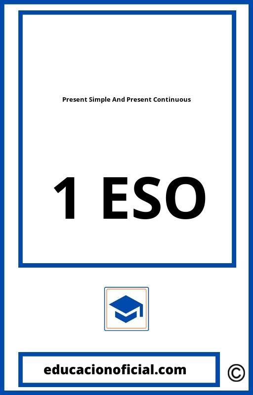 Present Simple And Present Continuous PDF 1 ESO