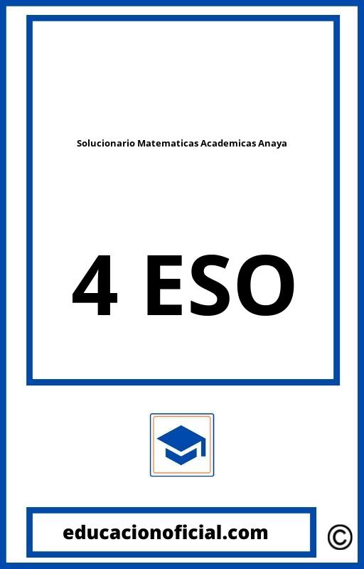 Solucionario Matematicas Academicas 4 ESO Anaya PDF